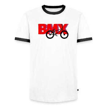 BMX Streetwear Shirt – Urban Style - Männer Kontrast-T-Shirt - Weiß/Schwarz - Vorne - AI Model Female 172 light (172cm) & AI Model Male 178 dark (178cm)