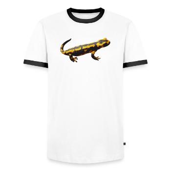 lurch, amphibie, Feuersalamander, tiermotive mann - Männer Kontrast-T-Shirt - Weiß/Schwarz - Vorne - AI Model Female 172 light (172cm) & AI Model Male 178 dark (178cm)