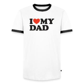 I love my Dad Herz Shirt - Männer Kontrast-T-Shirt - Weiß/Schwarz - Vorne - AI Model Female 172 light (172cm) & AI Model Male 178 dark (178cm)