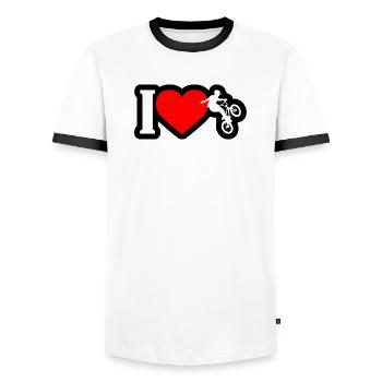 Ich liebe BMX Freestyle - Männer Kontrast-T-Shirt - Weiß/Schwarz - Vorne - AI Model Female 172 light (172cm) & AI Model Male 178 dark (178cm)