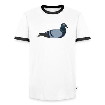Taube  - Männer Kontrast-T-Shirt - Weiß/Schwarz - Vorne - AI Model Female 172 light (172cm) & AI Model Male 178 dark (178cm)
