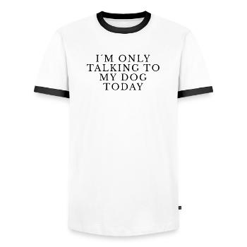 Je ne parle qu’à mon chien aujourd’hui Chemise - T-shirt contrasté Homme - blanc/noir - Devant - AI Model Female 172 light (172cm) & AI Model Male 178 dark (178cm)
