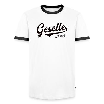 Compagnon 2026 : Examen de compagnon réussi, formation - T-shirt contrasté Homme - blanc/noir - Devant - AI Model Female 172 light (172cm) & AI Model Male 178 dark (178cm)