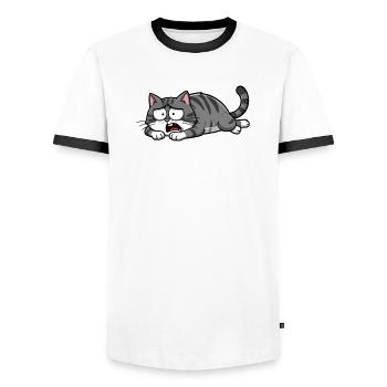 Cadeau de la chemise Chat Tigre Chat Drôle - T-shirt contrasté Homme - blanc/noir - Devant - AI Model Female 172 light (172cm) & AI Model Male 178 dark (178cm)