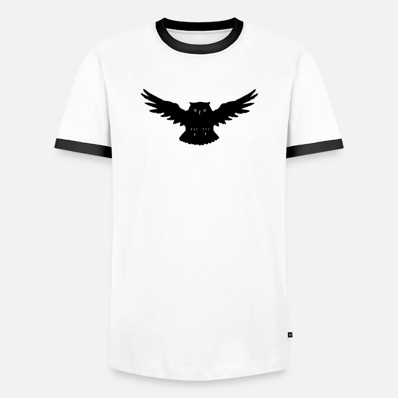 Eule im Angriff - Männer Kontrast-T-Shirt - Weiß/Schwarz