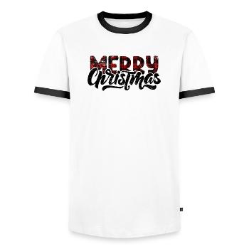 Typographie Plaid Glitch - T-shirt contrasté Homme - blanc/noir - Devant - AI Model Female 172 light (172cm) & AI Model Male 178 dark (178cm)