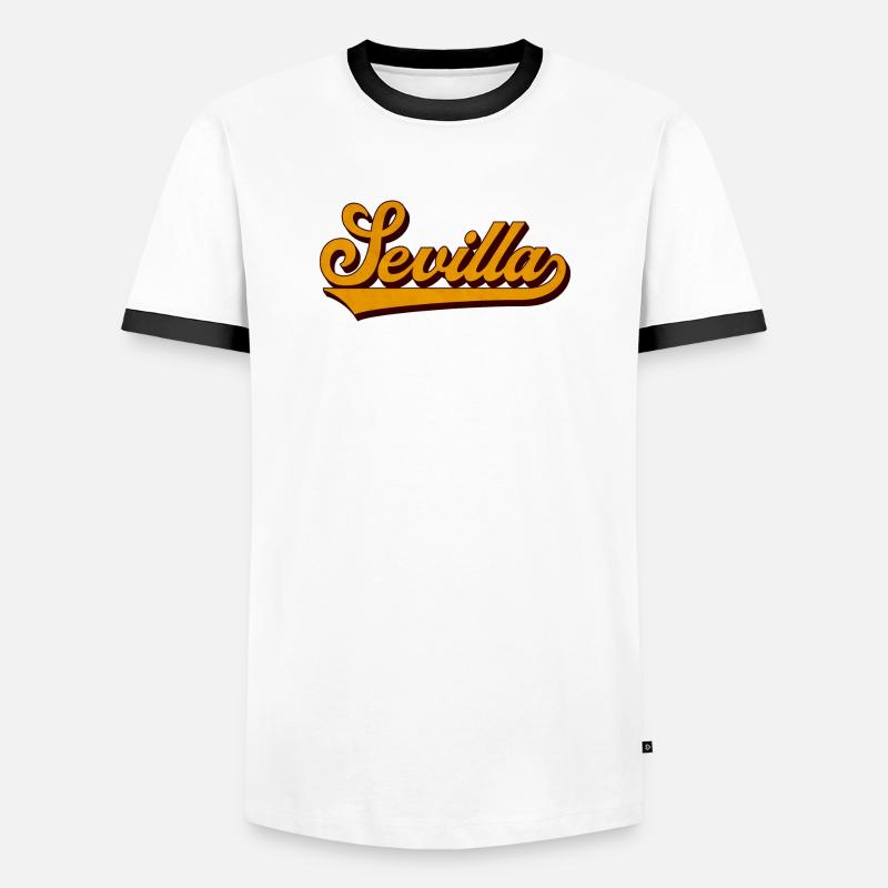 Sevilla Retro Script Gelb - Männer Kontrast-T-Shirt - Weiß/Schwarz