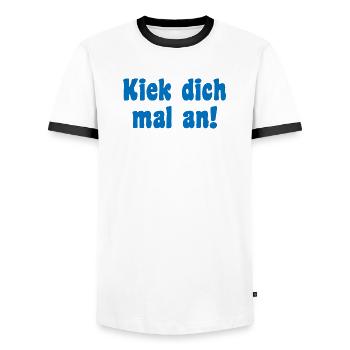 Model Saying Berlin - Men's Ringer Shirt - white/black - Front - AI Model Female 172 light (172cm) & AI Model Male 178 dark (178cm)
