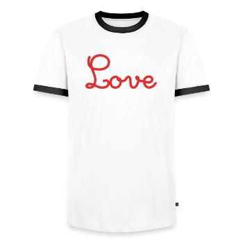 ICH LIEBE DICH. LIEBE. PAAR. GERADE VERHEIRATET. Junggesellinnenabschied - Männer Kontrast-T-Shirt - Weiß/Schwarz - Vorne - AI Model Female 172 light (172cm) & AI Model Male 178 dark (178cm)