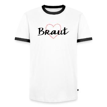 Braut Herz Herzmotiv Junggesellenabschied - Männer Kontrast-T-Shirt - Weiß/Schwarz - Vorne - AI Model Female 172 light (172cm) & AI Model Male 178 dark (178cm)