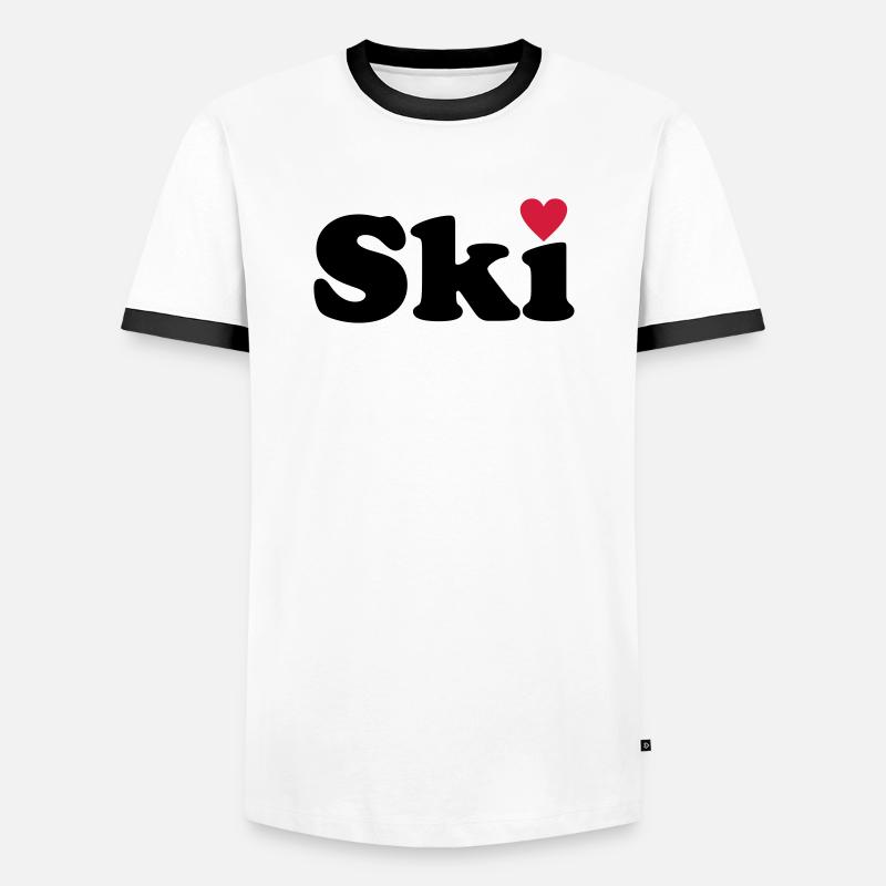 Ski - Männer Kontrast-T-Shirt - Weiß/Schwarz