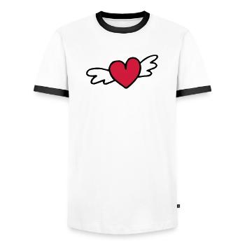 flying heart love gift - Men's Ringer Shirt - white/black - Front - AI Model Female 172 light (172cm) & AI Model Male 178 dark (178cm)