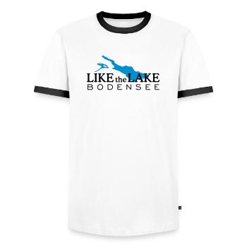 Like the Lake Bodensee - Männer Kontrast-T-Shirt - Weiß/Schwarz - Vorne - AI Model Female 172 light (172cm) & AI Model Male 178 dark (178cm)
