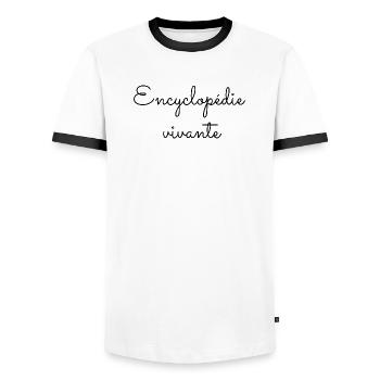 Encyclopédie vivante - T-shirt contrasté Homme - blanc/noir - Devant - AI Model Female 172 light (172cm) & AI Model Male 178 dark (178cm)