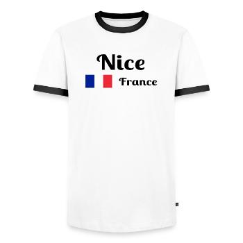 Nice France- Stylish prints - Men's Ringer Shirt - white/black - Front - AI Model Female 172 light (172cm) & AI Model Male 178 dark (178cm)