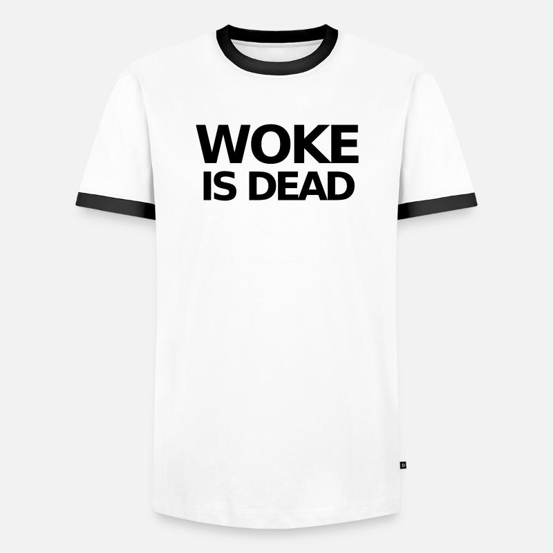 WOKE IS DEAD Statement - Men's Ringer Shirt - white/black