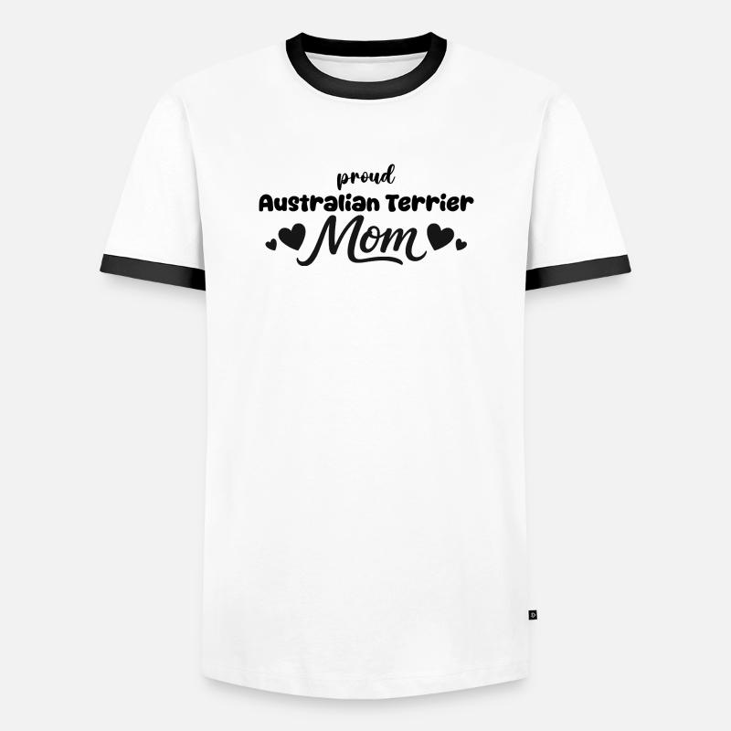  Stolze Aussie Terrier Mutter, Australischer - Männer Kontrast-T-Shirt - Weiß/Schwarz