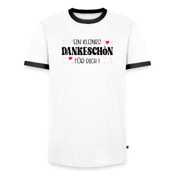 Kleines Dankeschön - Männer Kontrast-T-Shirt - Weiß/Schwarz - Vorne - AI Model Female 172 light (172cm) & AI Model Male 178 dark (178cm)