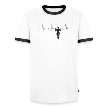 Calisthenics Heartbeat Pull-Up ECG - Men's Ringer Shirt - white/black - Front - AI Model Female 172 light (172cm) & AI Model Male 178 dark (178cm)