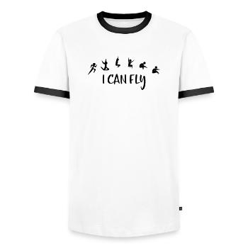 Saut en longueur - T-shirt contrasté Homme - blanc/noir - Devant - AI Model Female 172 light (172cm) & AI Model Male 178 dark (178cm)