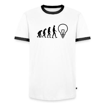 Electricien / Electricité / Travail / Métier / Job - T-shirt contrasté Homme - blanc/noir - Devant - AI Model Female 172 light (172cm) & AI Model Male 178 dark (178cm)
