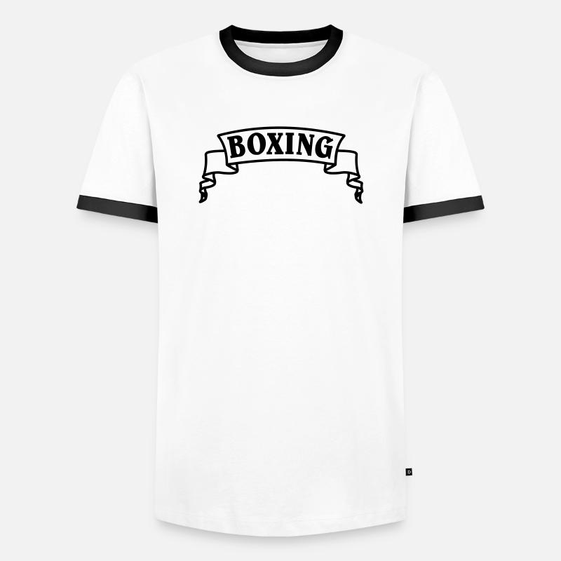 Boxen Boxtext in Wimpel oder Banner - Männer Kontrast-T-Shirt - Weiß/Schwarz