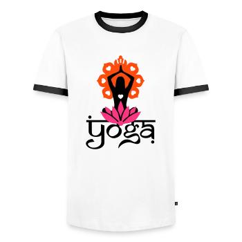YOGA - T-shirt contrasté Homme - blanc/noir - Devant - AI Model Female 172 light (172cm) & AI Model Male 178 dark (178cm)