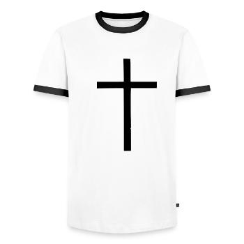 CROSS VET - Men's Ringer Shirt - white/black - Front - AI Model Female 172 light (172cm) & AI Model Male 178 dark (178cm)