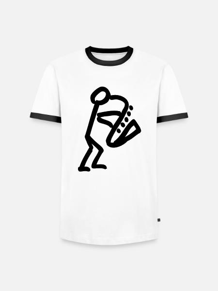 Musikant mit Saxophon - Männer Kontrast-T-Shirt - Weiß/Schwarz