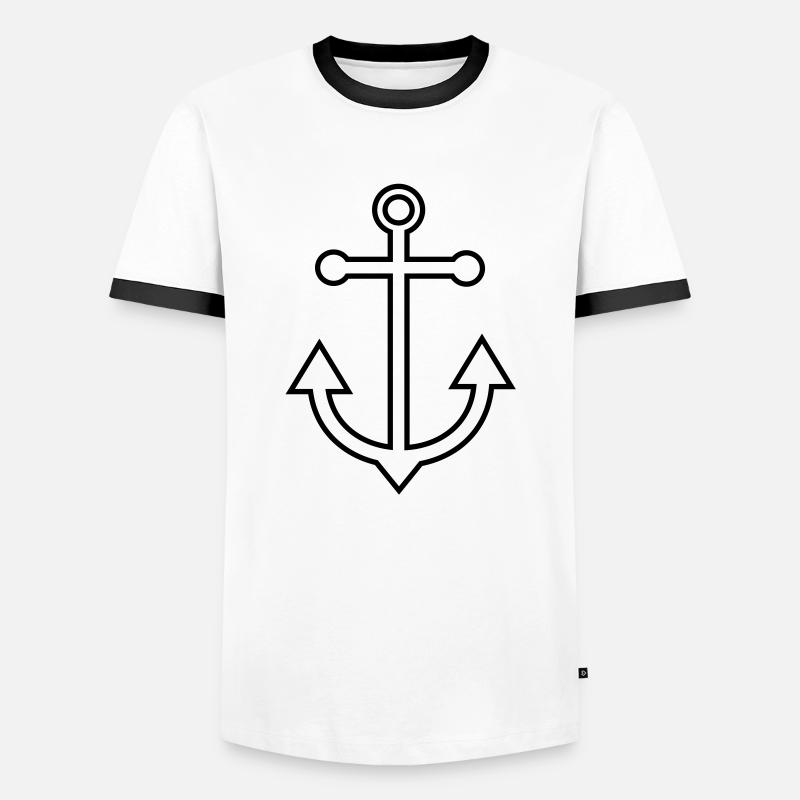 Anker - Männer Kontrast-T-Shirt - Weiß/Schwarz