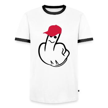 majeur - T-shirt contrasté Homme - blanc/noir - Devant - AI Model Female 172 light (172cm) & AI Model Male 178 dark (178cm)