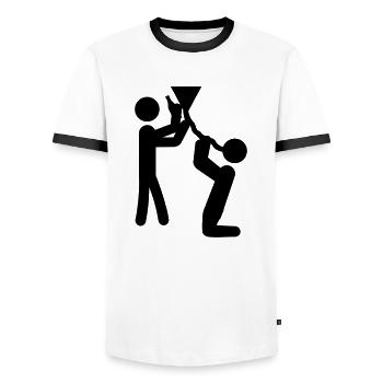 drinking_extreme_1 - T-shirt contrasté Homme - blanc/noir - Devant - AI Model Female 172 light (172cm) & AI Model Male 178 dark (178cm)
