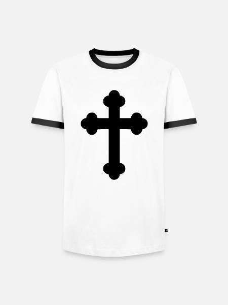 Kreuz - Männer Kontrast-T-Shirt - Weiß/Schwarz