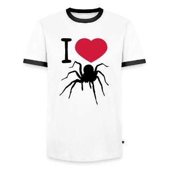 coeur amour j'aime araignée oiseau araignée design clipart - T-shirt contrasté Homme - blanc/noir - Devant - AI Model Female 172 light (172cm) & AI Model Male 178 dark (178cm)