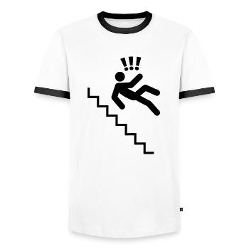 treppen_f1 - T-shirt contrasté Homme - blanc/noir - Devant - AI Model Female 172 light (172cm) & AI Model Male 178 dark (178cm)
