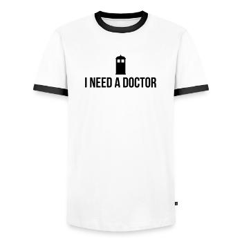 I need a Doctor - Männer Kontrast-T-Shirt - Weiß/Schwarz - Vorne - AI Model Female 172 light (172cm) & AI Model Male 178 dark (178cm)