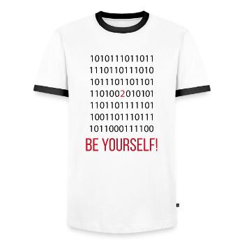 2 Be Yourself! - Männer Kontrast-T-Shirt - Weiß/Schwarz - Vorne - AI Model Female 172 light (172cm) & AI Model Male 178 dark (178cm)