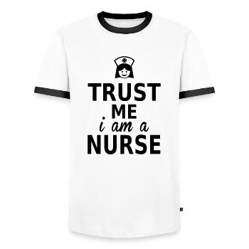 trust me i am a nurse - Men's Ringer Shirt - white/black - Front - AI Model Female 172 light (172cm) & AI Model Male 178 dark (178cm)