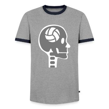 Volleyball in the head - Men's Ringer Shirt - grey/navy  - Front - AI Model Female 172 light (172cm) & AI Model Male 178 light (178cm)