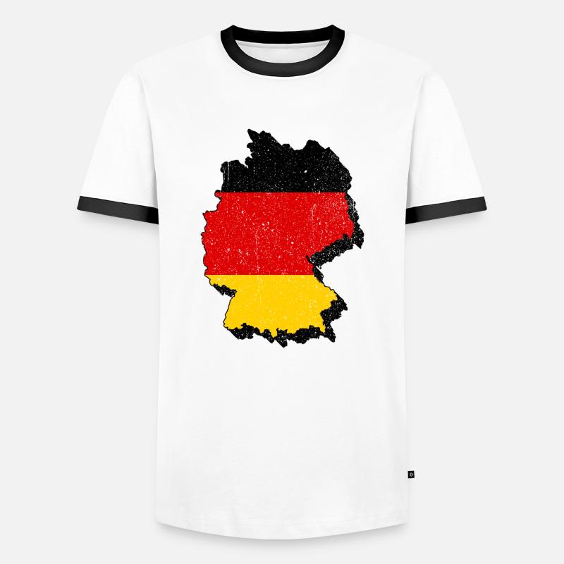 Germany map with flag - Men's Ringer Shirt - white/black