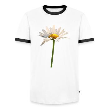fleur - T-shirt contrasté Homme - blanc/noir - Devant - AI Model Female 172 light (172cm) & AI Model Male 178 dark (178cm)