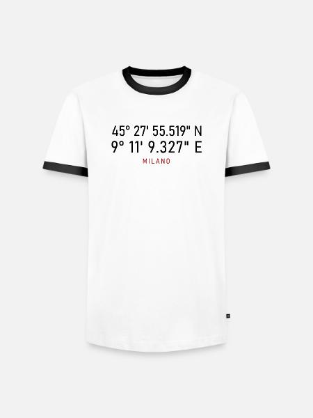 Coordonnées du lettrage rouge Milano - T-shirt contrasté Homme - blanc/noir