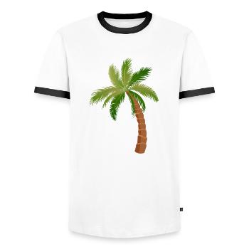 Palme Palmen 15062 W. - Männer Kontrast-T-Shirt - Weiß/Schwarz - Vorne - AI Model Female 172 light (172cm) & AI Model Male 178 dark (178cm)