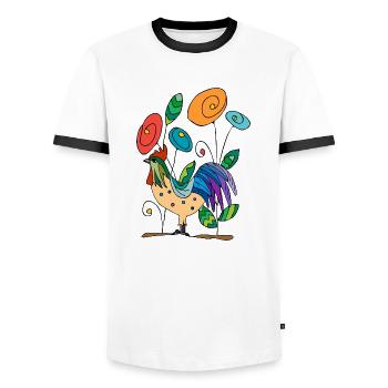Hahn - Männer Kontrast-T-Shirt - Weiß/Schwarz - Vorne - AI Model Female 172 light (172cm) & AI Model Male 178 dark (178cm)