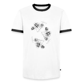Abstract cubes - Men's Ringer Shirt - white/black - Front - AI Model Female 172 light (172cm) & AI Model Male 178 dark (178cm)