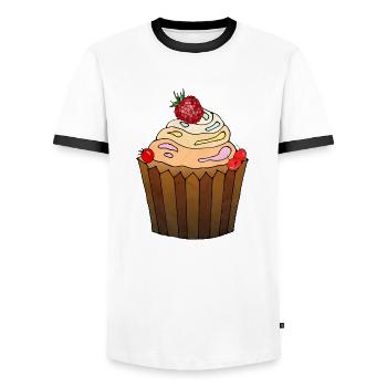 Gâteau - T-shirt contrasté Homme - blanc/noir - Devant - AI Model Female 172 light (172cm) & AI Model Male 178 dark (178cm)