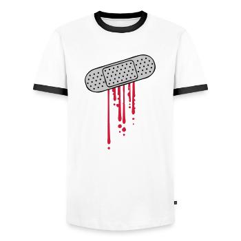 Blut Tropfen Pflaster - Männer Kontrast-T-Shirt - Weiß/Schwarz - Vorne - AI Model Female 172 light (172cm) & AI Model Male 178 dark (178cm)