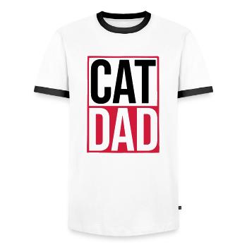 Cat Dad Logo Shield - Men's Ringer Shirt - white/black - Front - AI Model Female 172 light (172cm) & AI Model Male 178 dark (178cm)