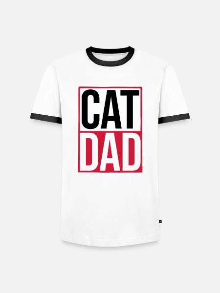 Cat Dad Logo Shield - Men's Ringer Shirt - white/black