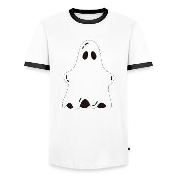 GHOST BOO - Männer Kontrast-T-Shirt - Weiß/Schwarz - Vorne - AI Model Female 172 light (172cm) & AI Model Male 178 dark (178cm)